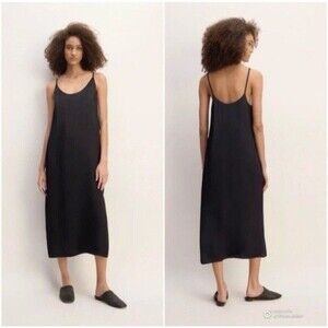 Everlane The Ultimate Slip Midi Dress in Black Size 2 Triacetate